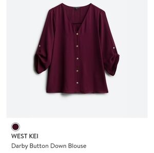 Stitch Fix: West Kei Darby Button Down Blouse - Red